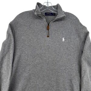 Polo Ralph Lauren Mens Gray 100% Cotton Quarter Zip Pullover Sweater Size M